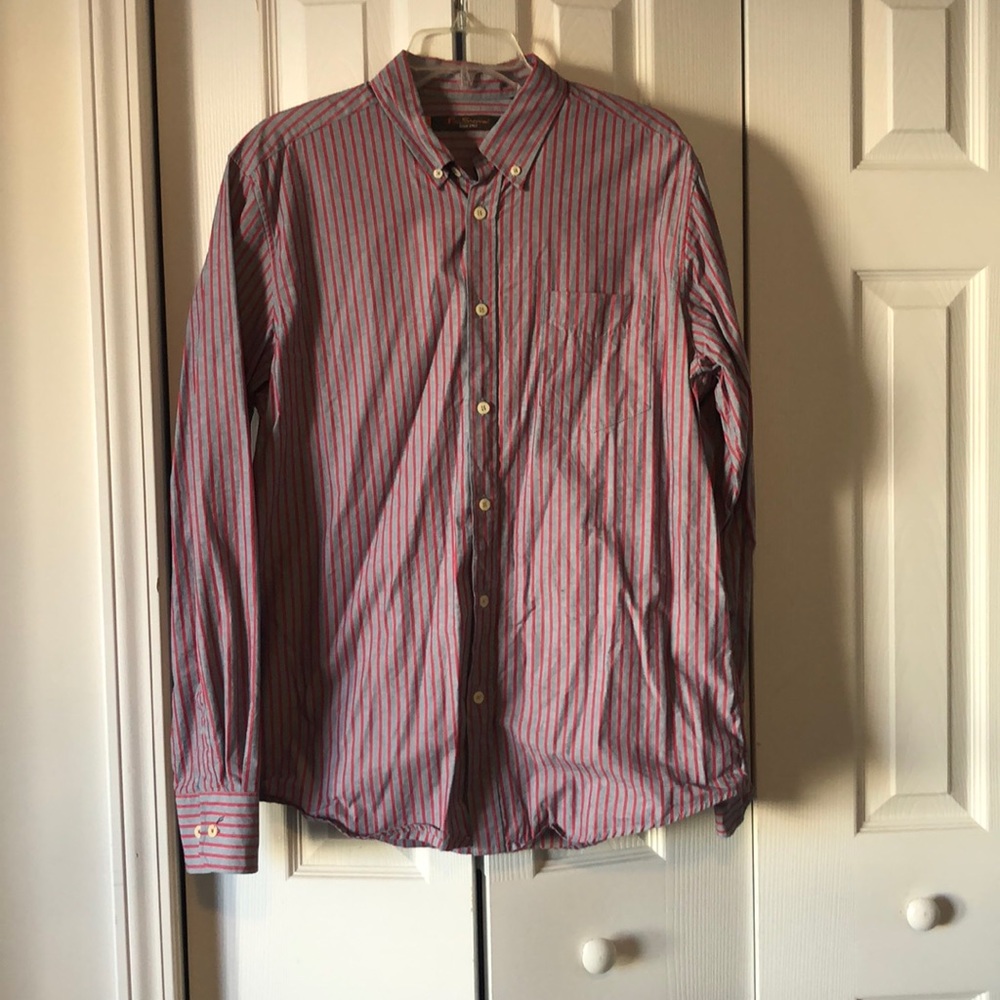 Ben Sherman grey and red striped button down